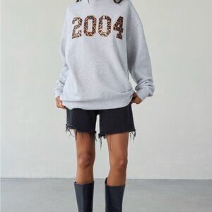 Urban Outfitters Gray Sweatshirt with Leopard '2004'